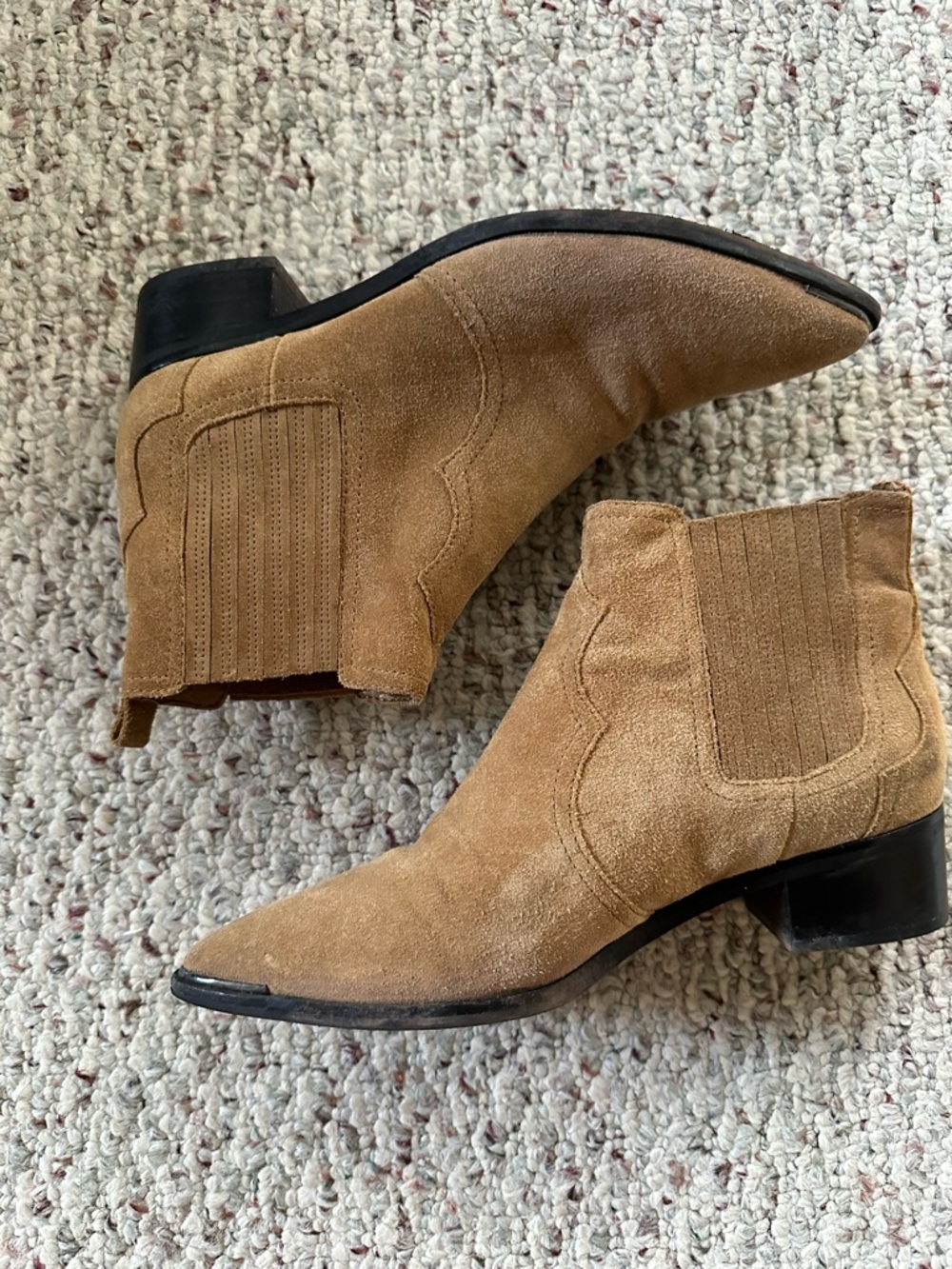 Marc Fisher Tan Suede Western Ankle Boots